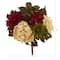16" Cream Peony, Red Hydrangea & Green Dahlia Bush, 2ct.